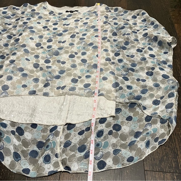 Blue and white polka dot sheer blouse with sequins - Picture 6 of 9